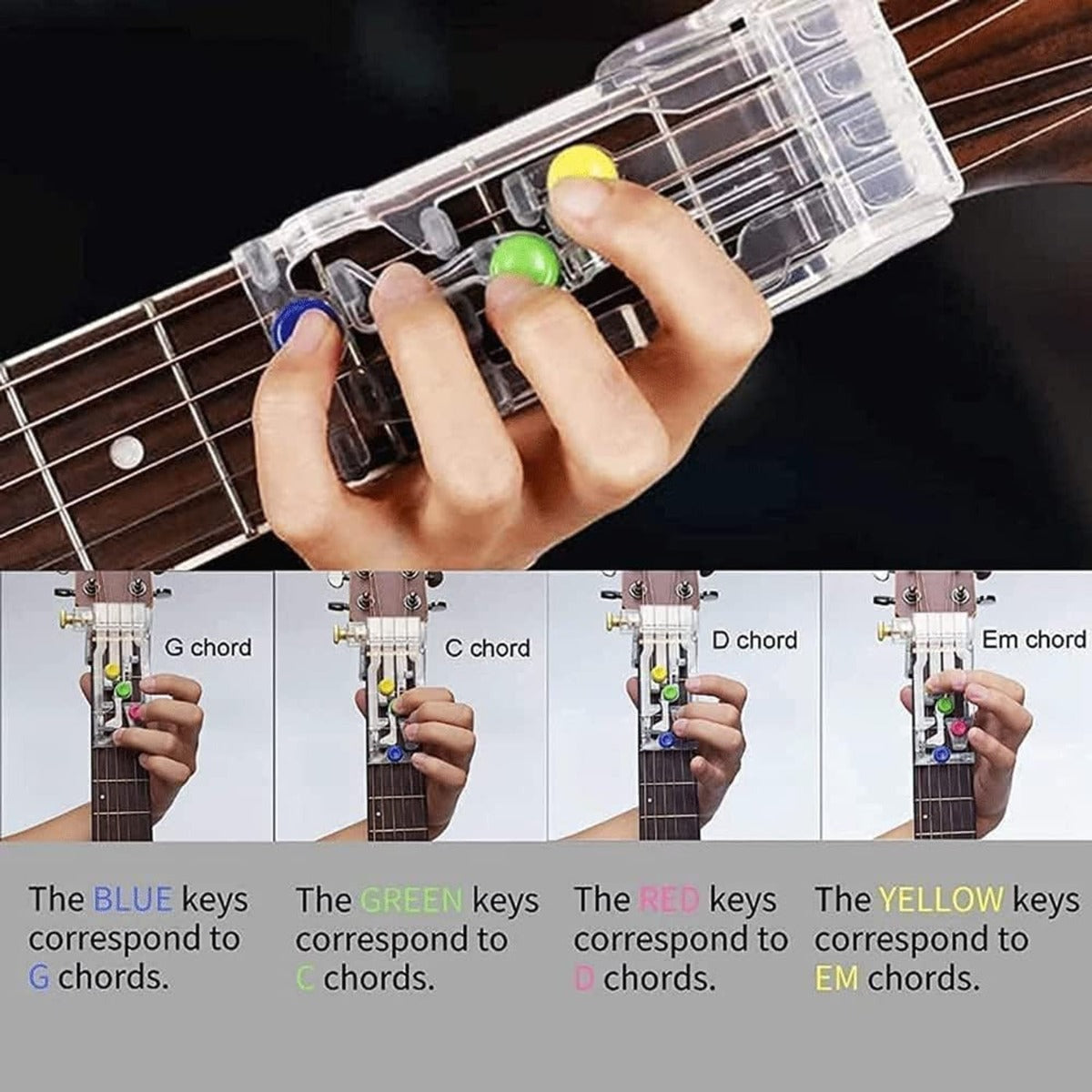Guitar Chord Practice Aid for Beginners, One-Press Chord Tool