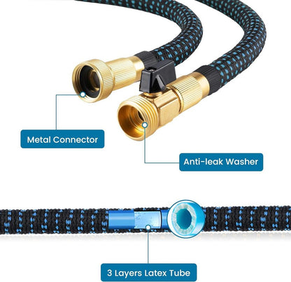 Expandable Garden Hose 100 ft Flexible Retractable Water Hose with 10 Function Sprayer Nozzle