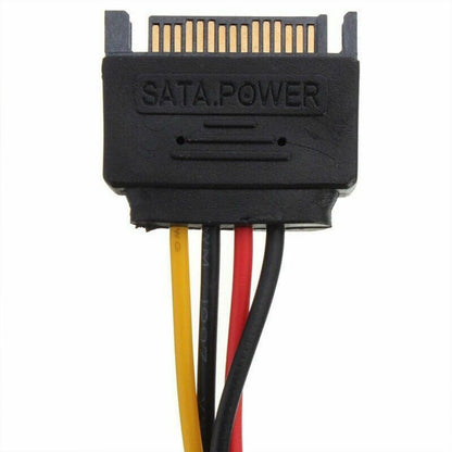 6" 4-pin Molex Female to 15-pin SATA Male Power Cable