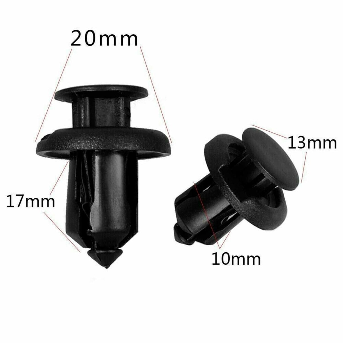 100 Pcs 10mm Bumper Retainer Clips - Black
