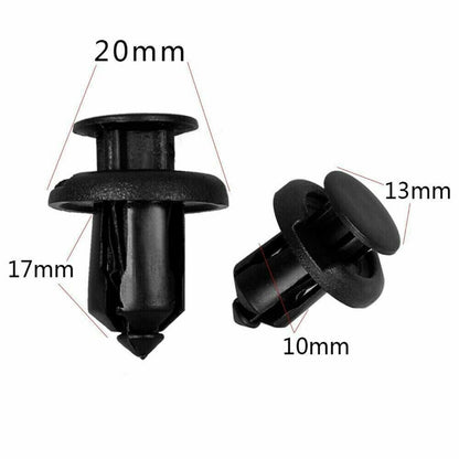 100 Pcs 10mm Bumper Retainer Clips - Black