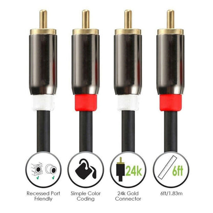 2RCA Male to Male Audio Stereo Cable - 6FT