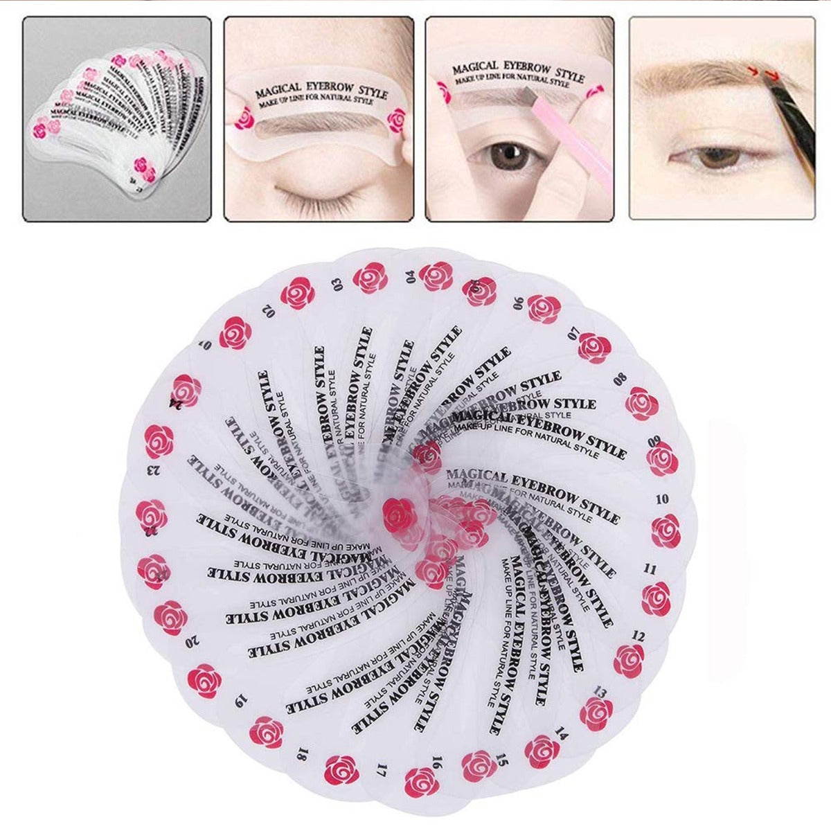 24 Styles Eyebrow Template Set