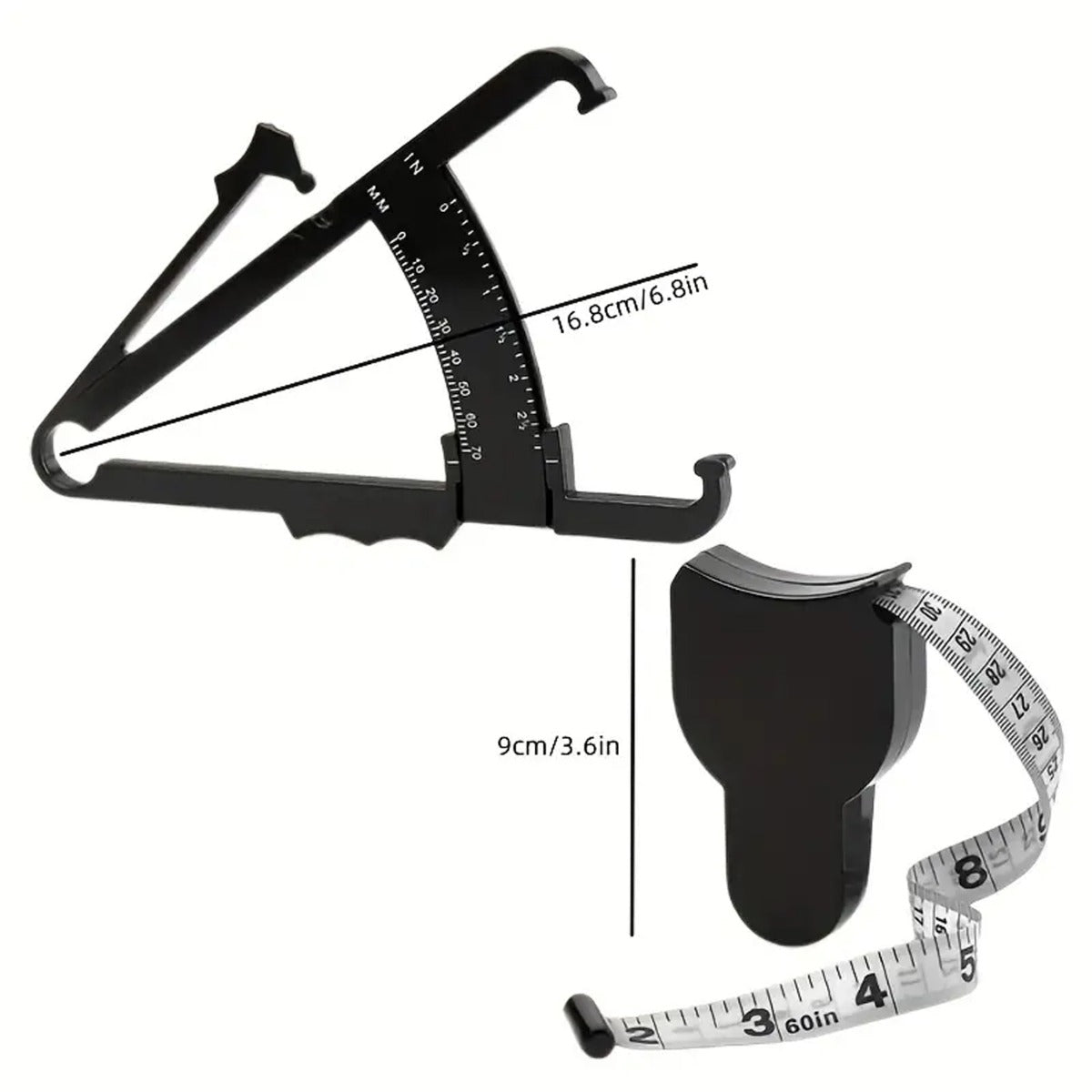 AccuMeasure Body Fat Caliper and Tape Measure Skinfold Calipers and Measuring Tape for Accurate Body Fat Measurement