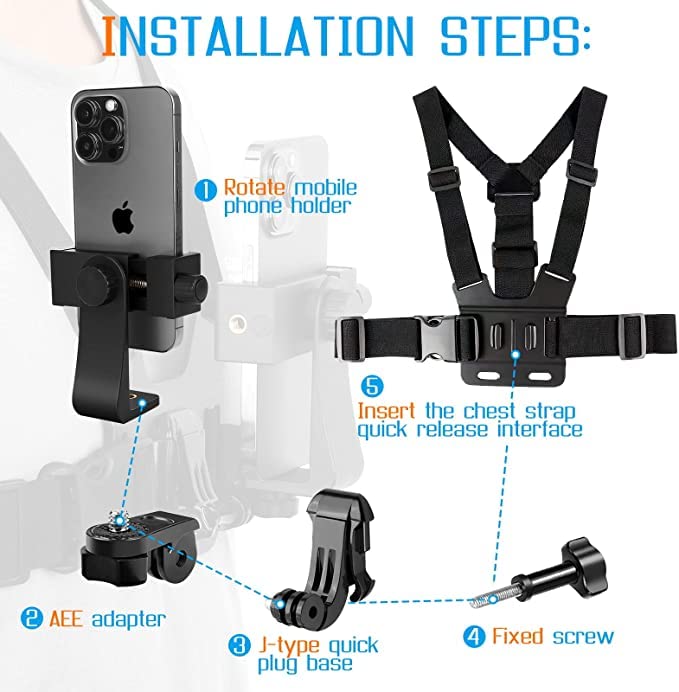 Chest Mount Strap Cell Phone Holder