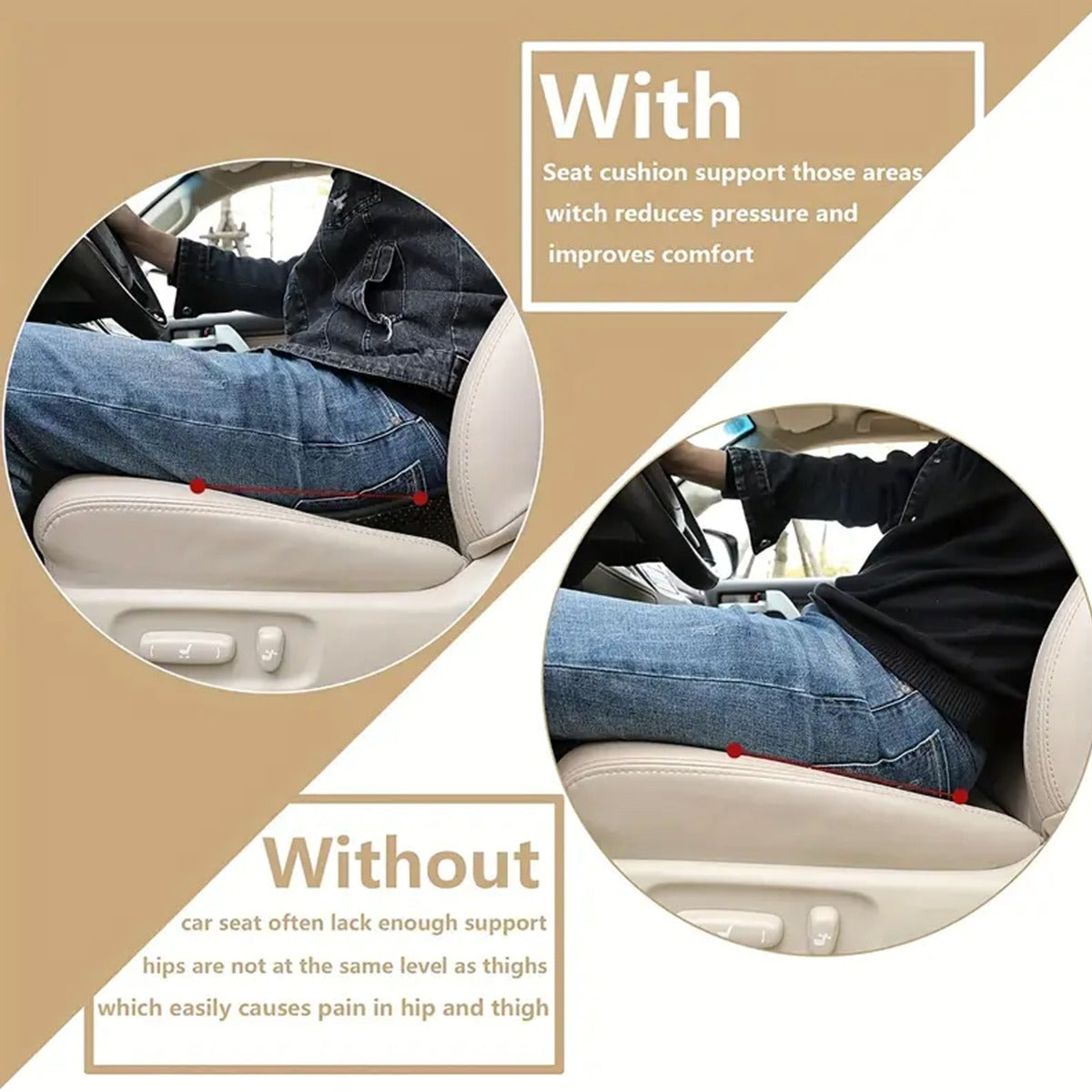 "Memory Foam Car Seat Cushion, Suitable For Long-distance Car Driver Seats BLACK "