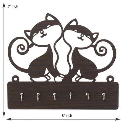 Wooden Cat Design Key Holder Hanger