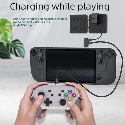 Steam Deck Adapter Type C 1 To 2 Adapter Charging Transfer Data 2 In 1