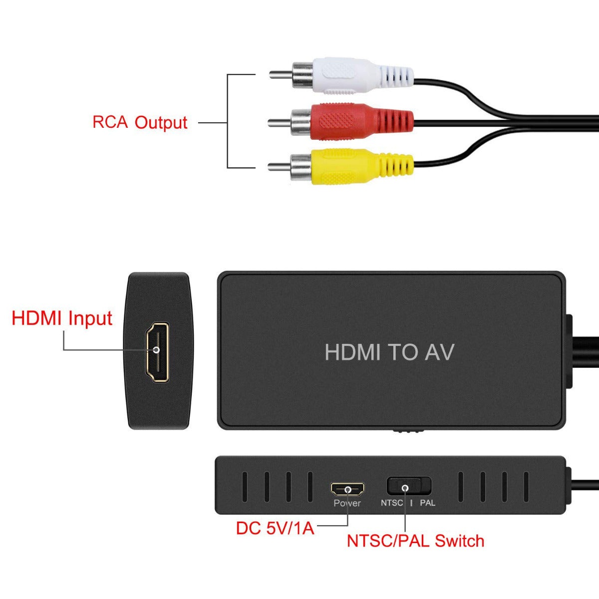 HDTV to Composite AV Converter Adapter, Video & Audio