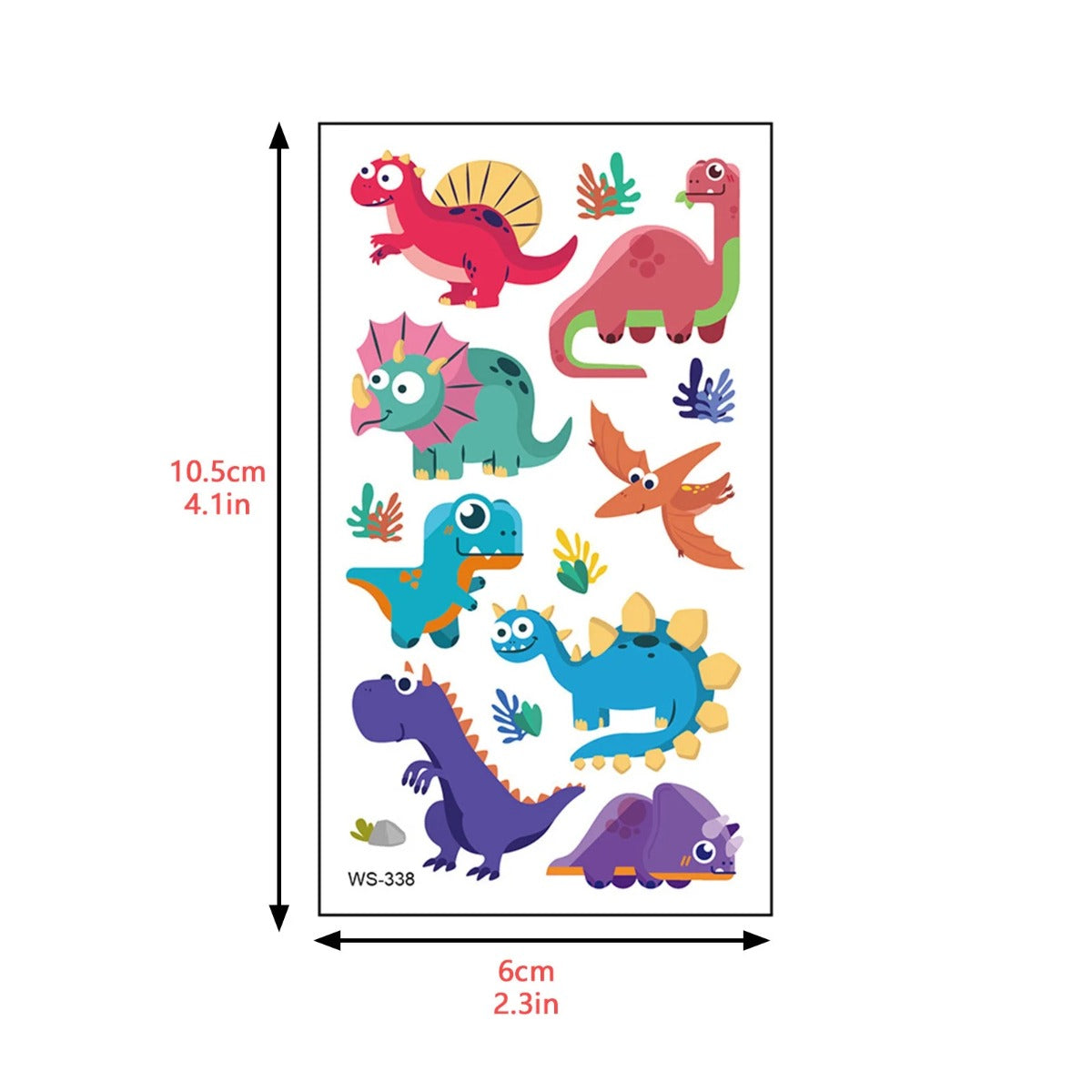 20 Sheets Dinosaur Washable Temporary Stickers