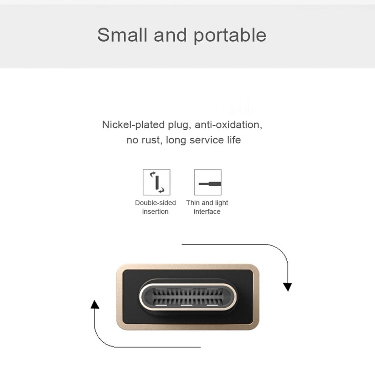 Type C Male to USB 3.0 A Female OTG USB-C Adapter -Rose Gold
