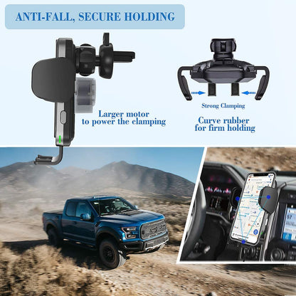 15W Fast Wireless Car Charger Vent Mount with CLIP AND SUCKING DISC
