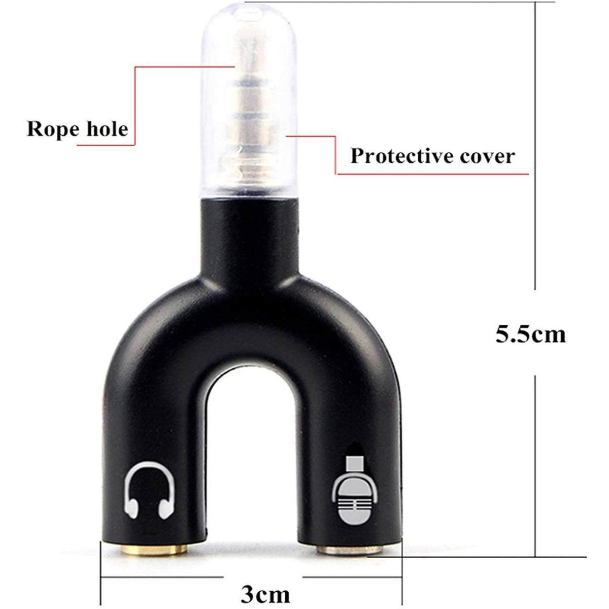 3.5mm Stereo Splitter Audio to Mic Headset Jack Plug Y Adapter
