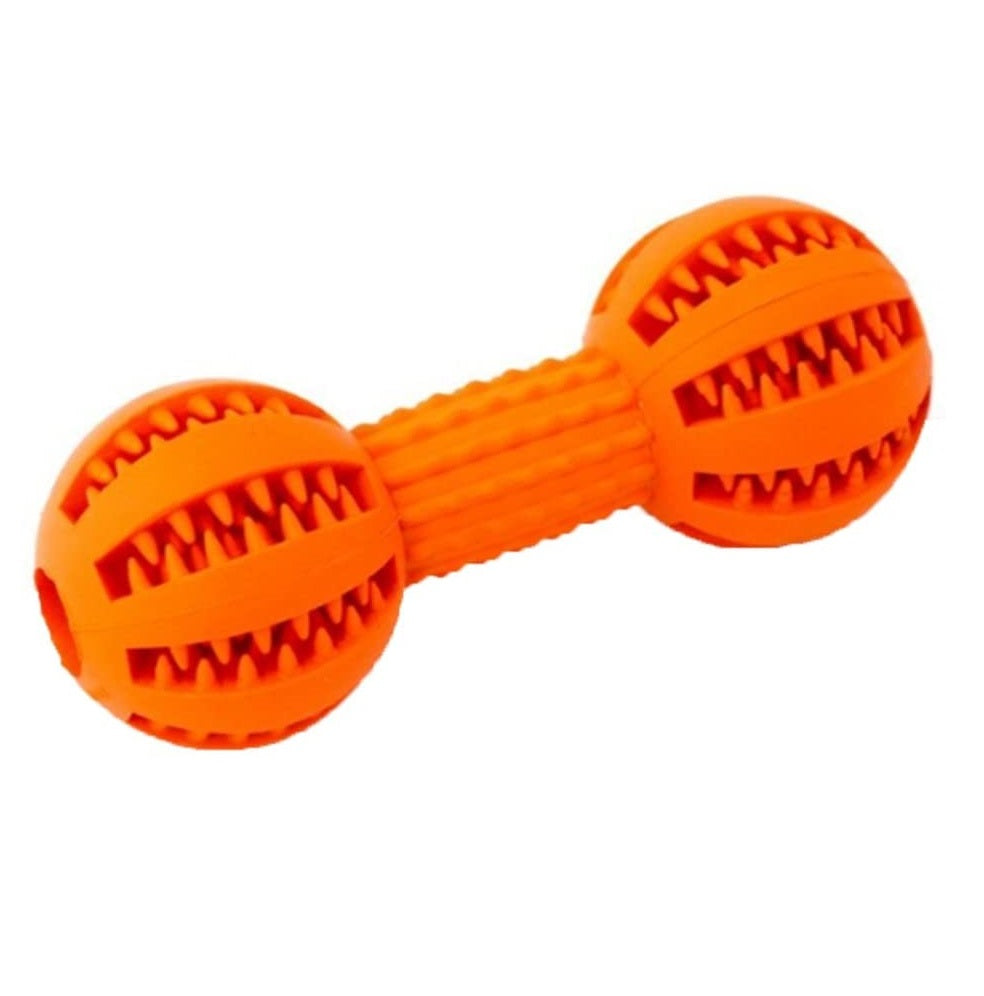 Dog Rubber Dumbbell Toy -Orange