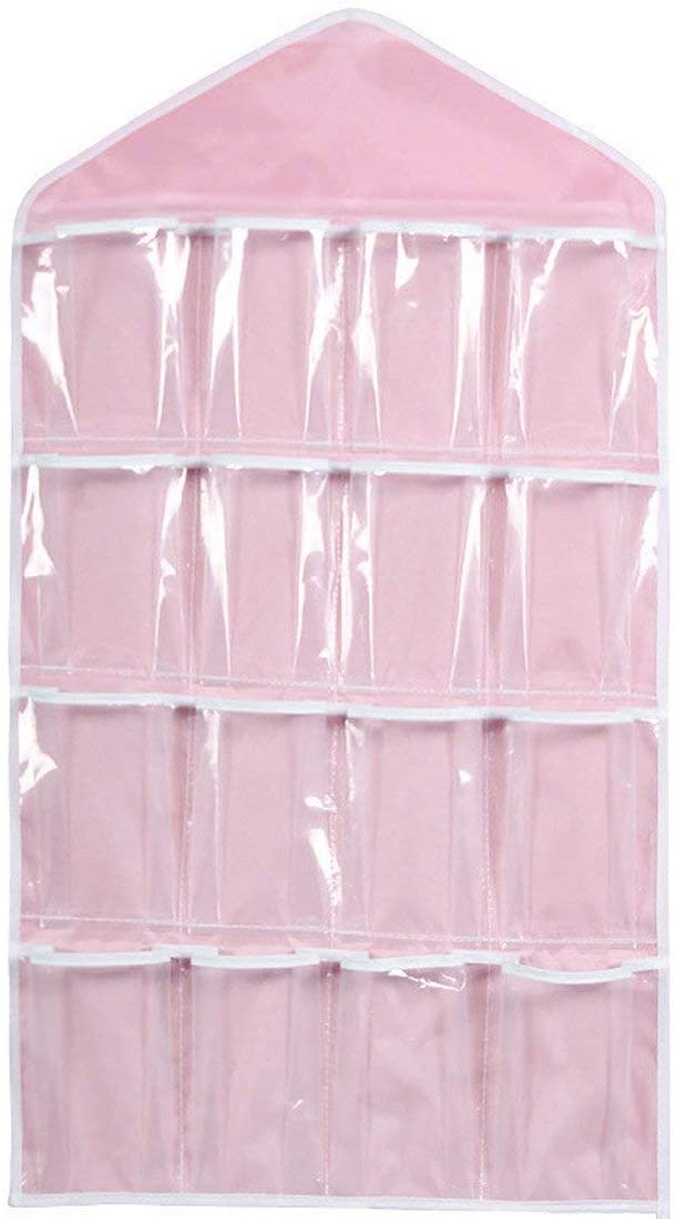 Foldable 16 pocket wardrobe organizer-Pink