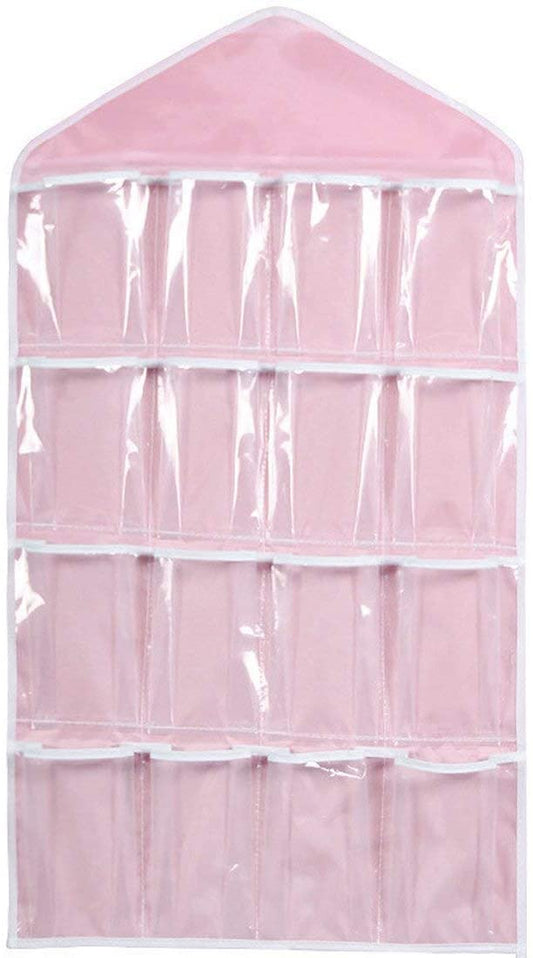 Foldable 16 pocket wardrobe organizer-Pink