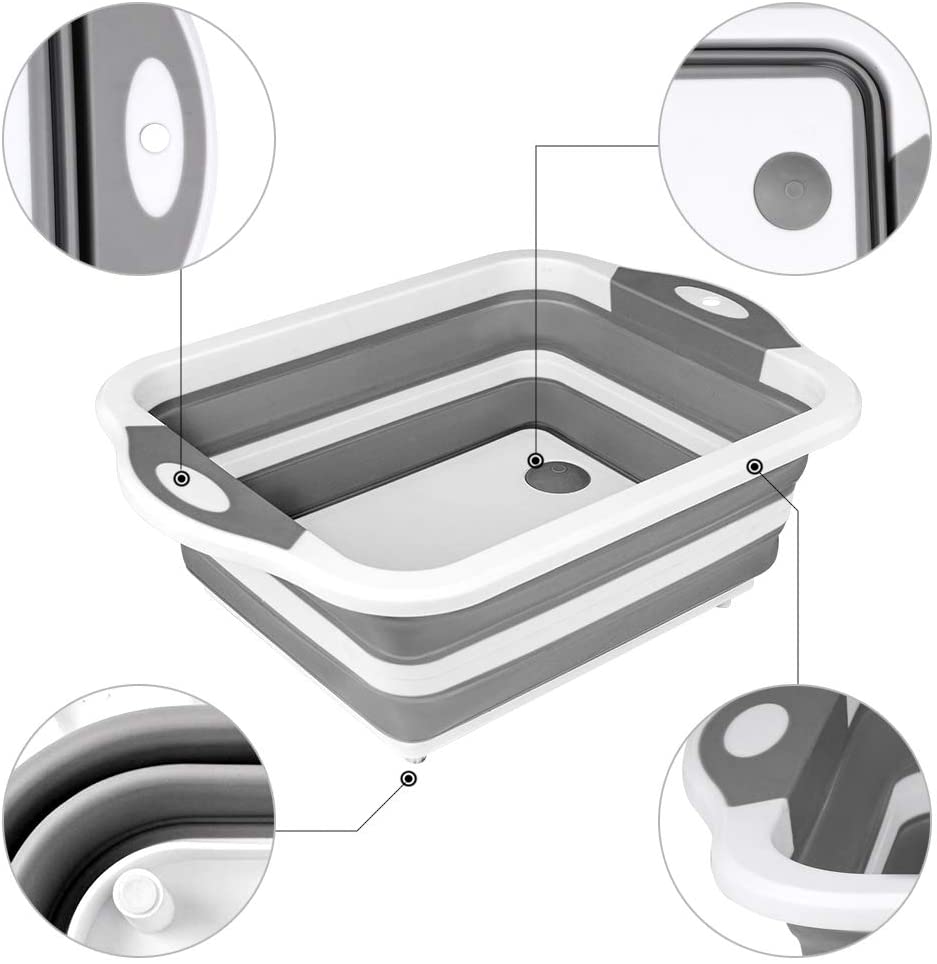 Collapsible Cutting Board with Colander
