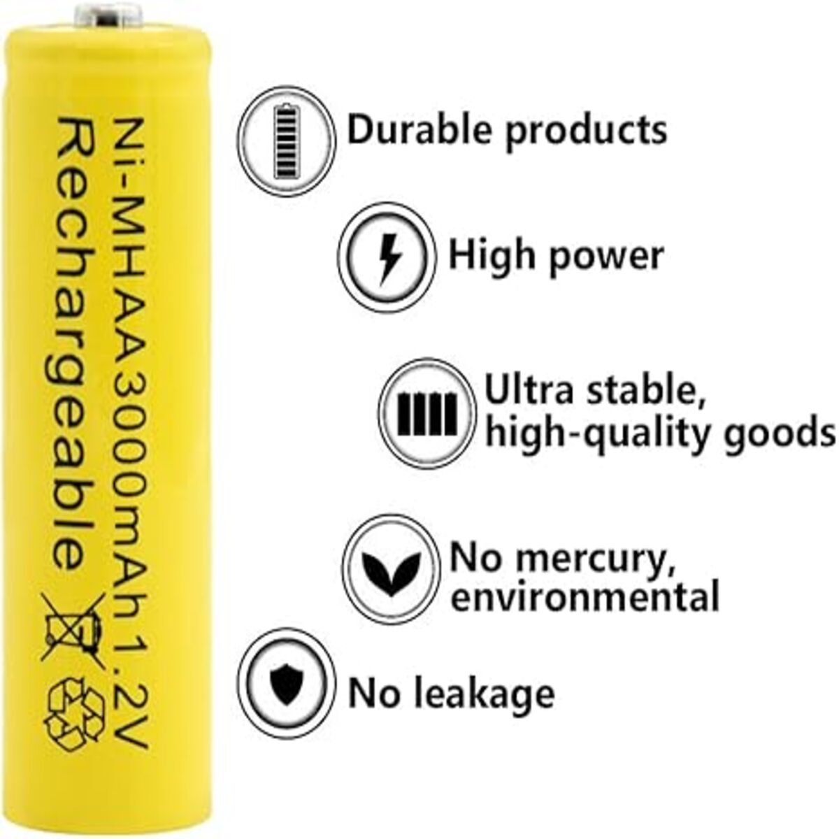 Ni-MH AA 3000mAh 1.2V Rechargeable Batteries (4 Pack)