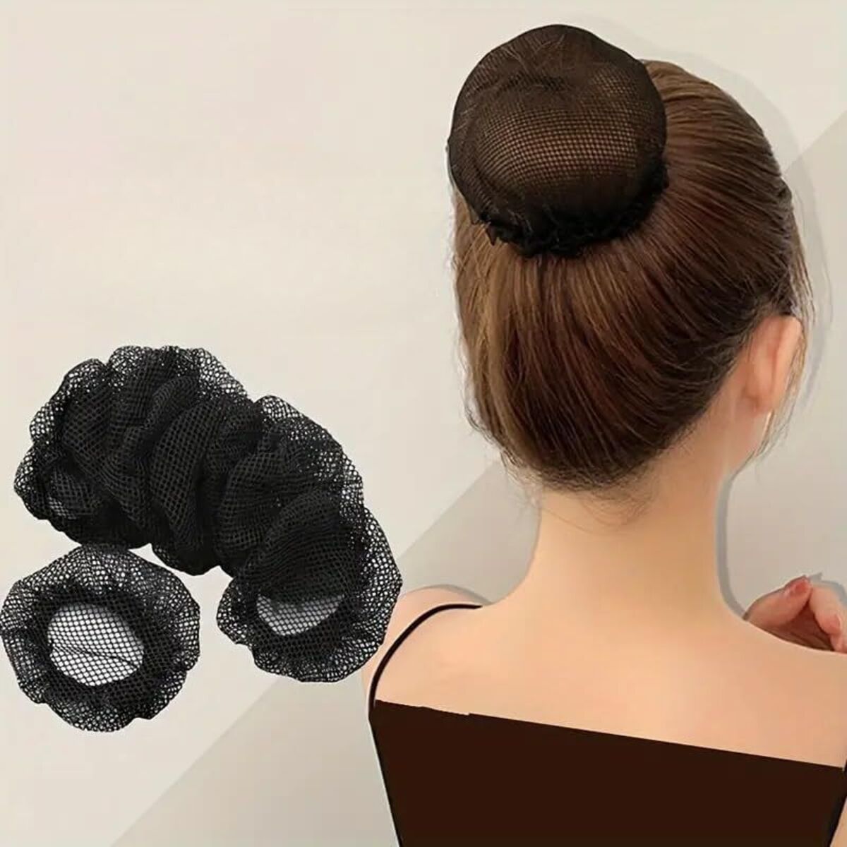 10pcs Black Bun Hair Nets Stretch Reusable Elastic Mesh Bun Cover Ballerina Dancer Bank Clerk