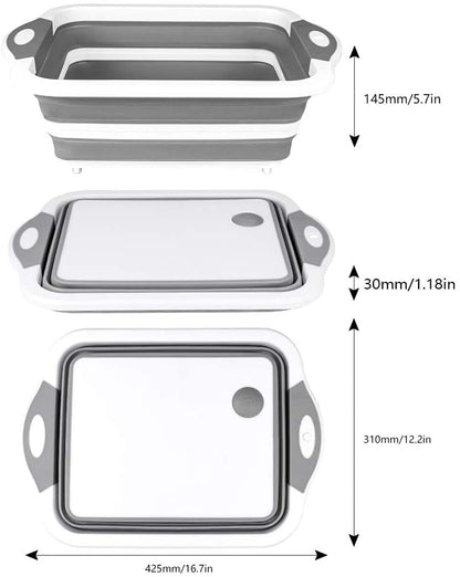 Collapsible Cutting Board with Colander