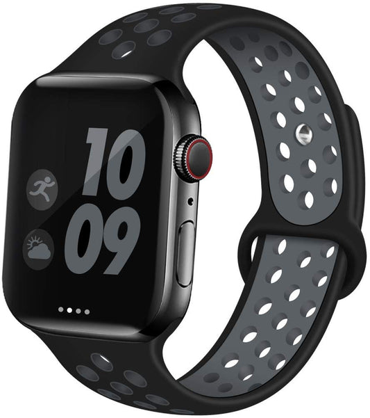 Smart Watch Silicon Band 38 MM / 42 MM-Black &amp;amp; Grey-38mm