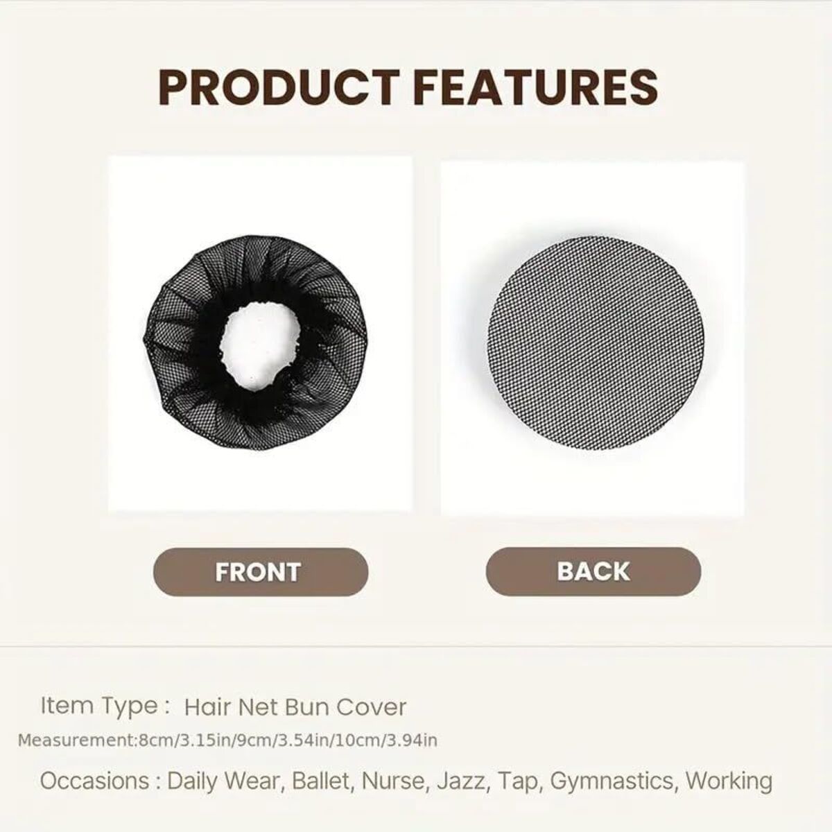 10pcs Black Bun Hair Nets Stretch Reusable Elastic Mesh Bun Cover Ballerina Dancer Bank Clerk