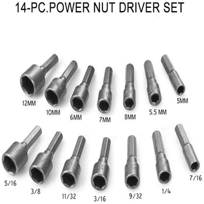 14 PCS Power Nut Driver Bit Set