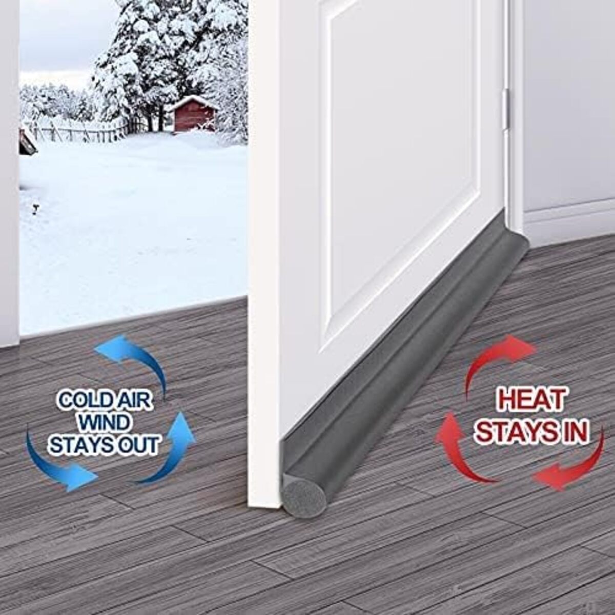 Door Draft Stopper 30 inches Grey Under Noise Blocker Exterior