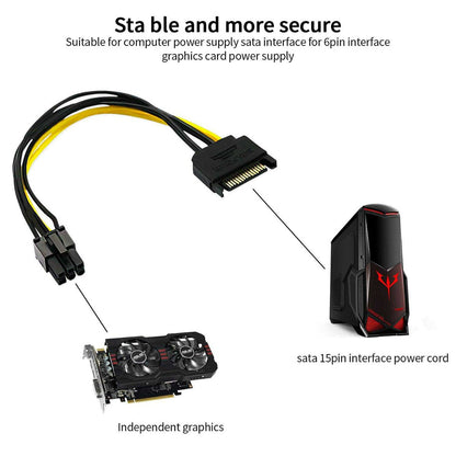 15pin SATA Power to 6pin PCIe PCI-e PCI Express Adapter Cable