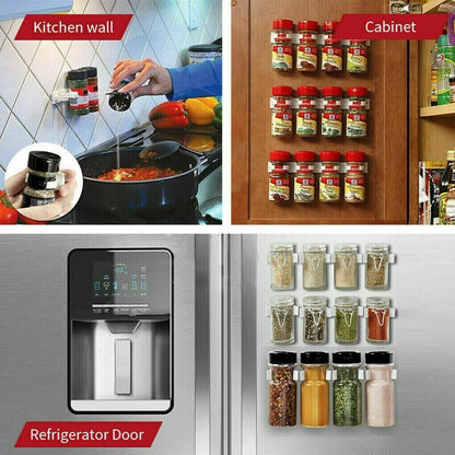 Adhesive Spice Jar Clip Strips, Wall Mounted 4 Pack