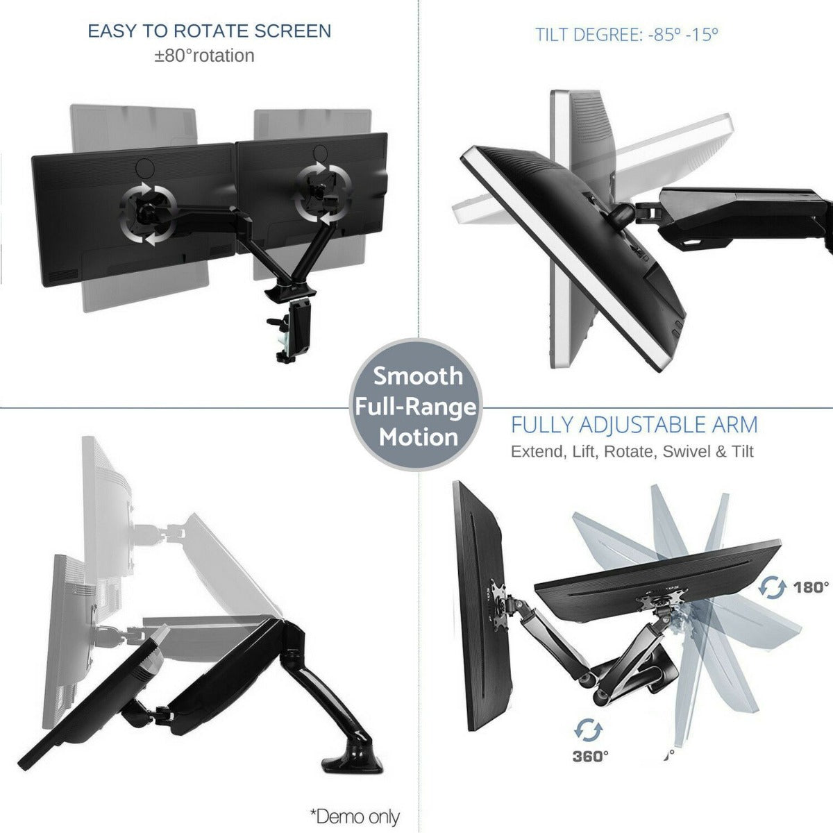 Dual Adjustable Monitor Stand Mount