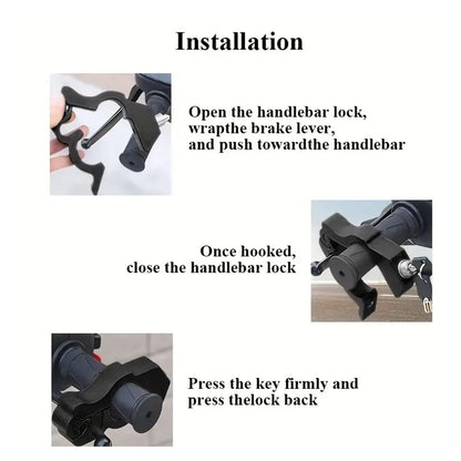 1 Set - Bicycle And Motorbike Handlebar Lock With 2 Keys