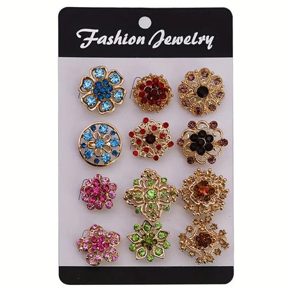 Elegant Rhinestone Flower Brooch Lapel Pin