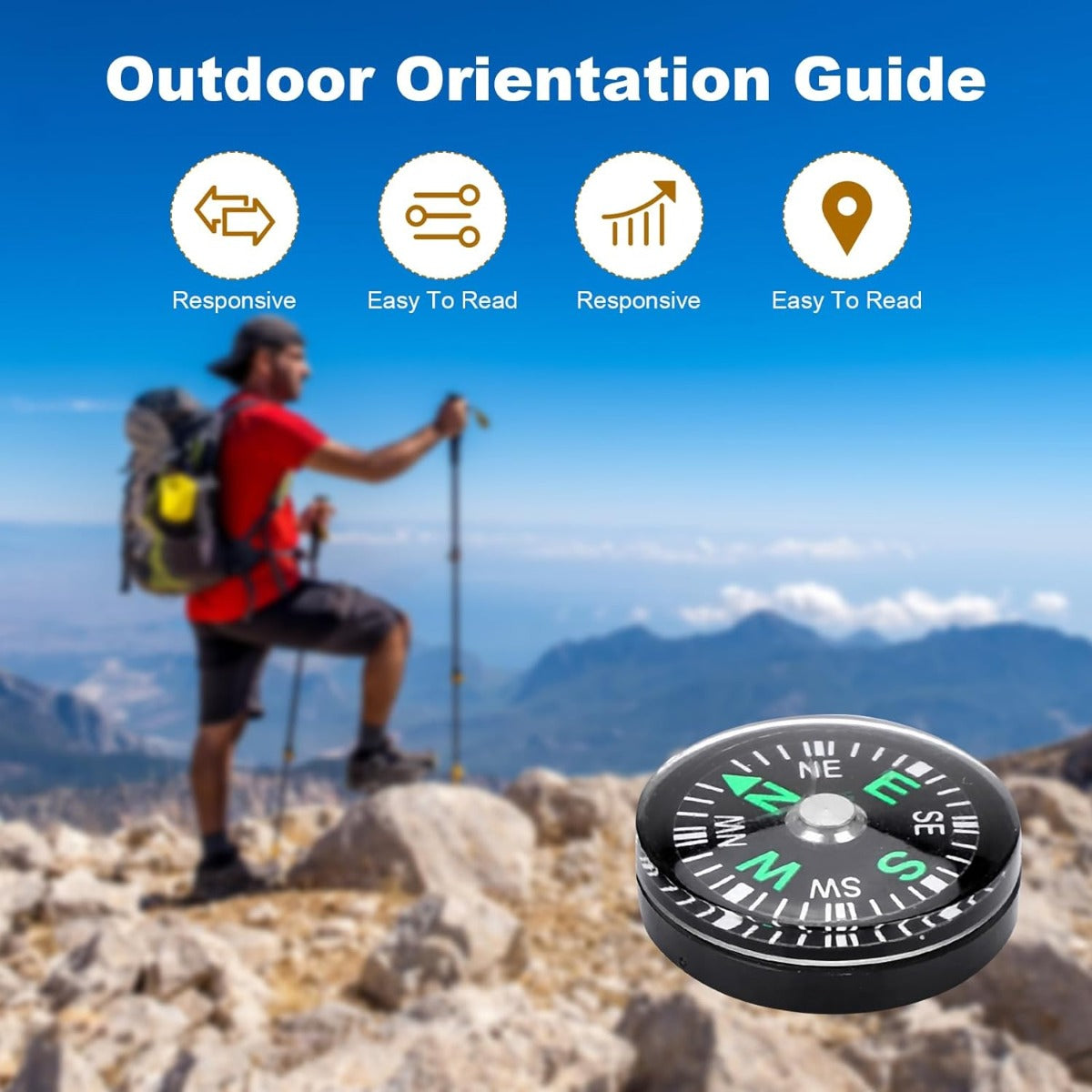 Lightweight Pocket Oil Filled Button Compass