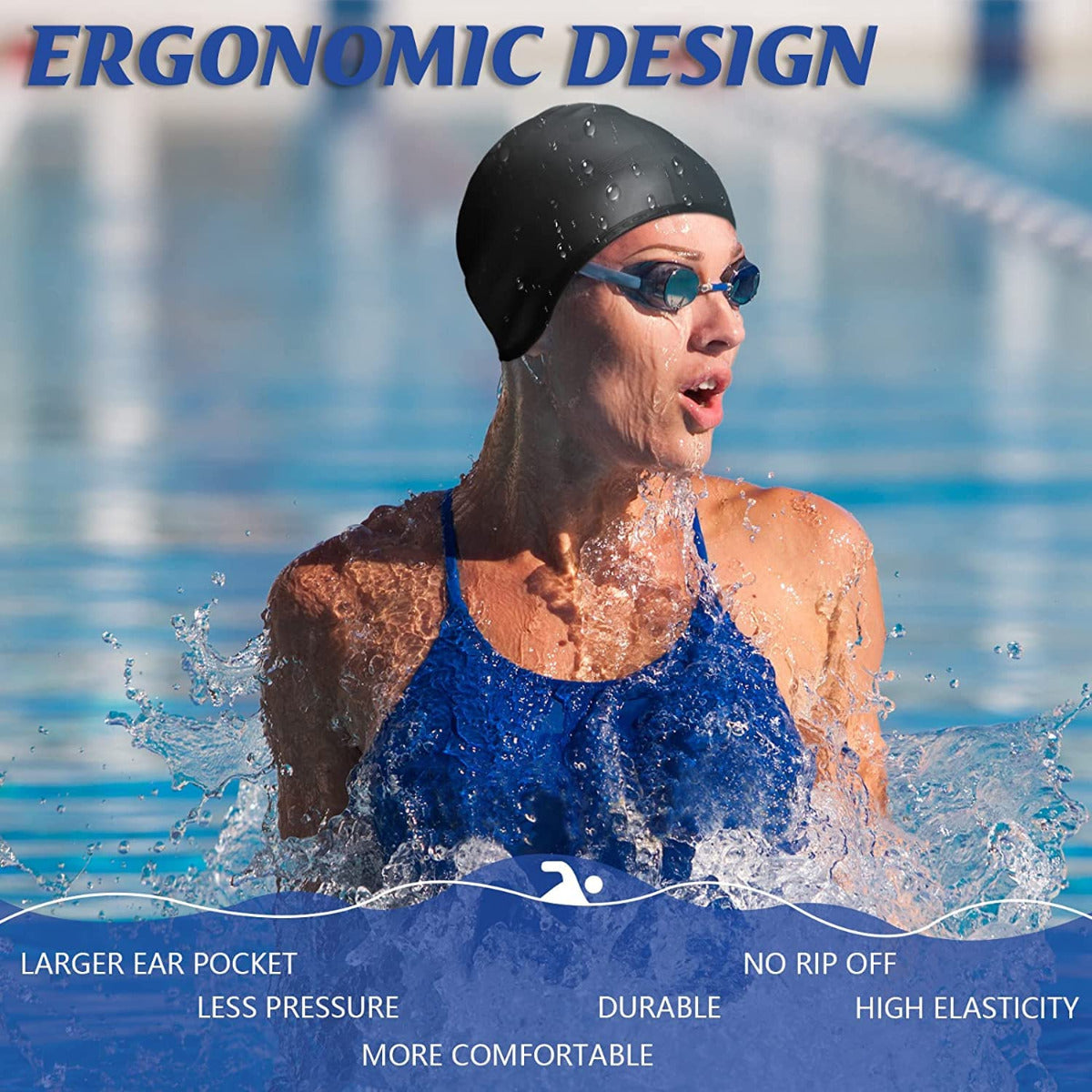 2 pcs Waterproof Silicone Swimming Caps