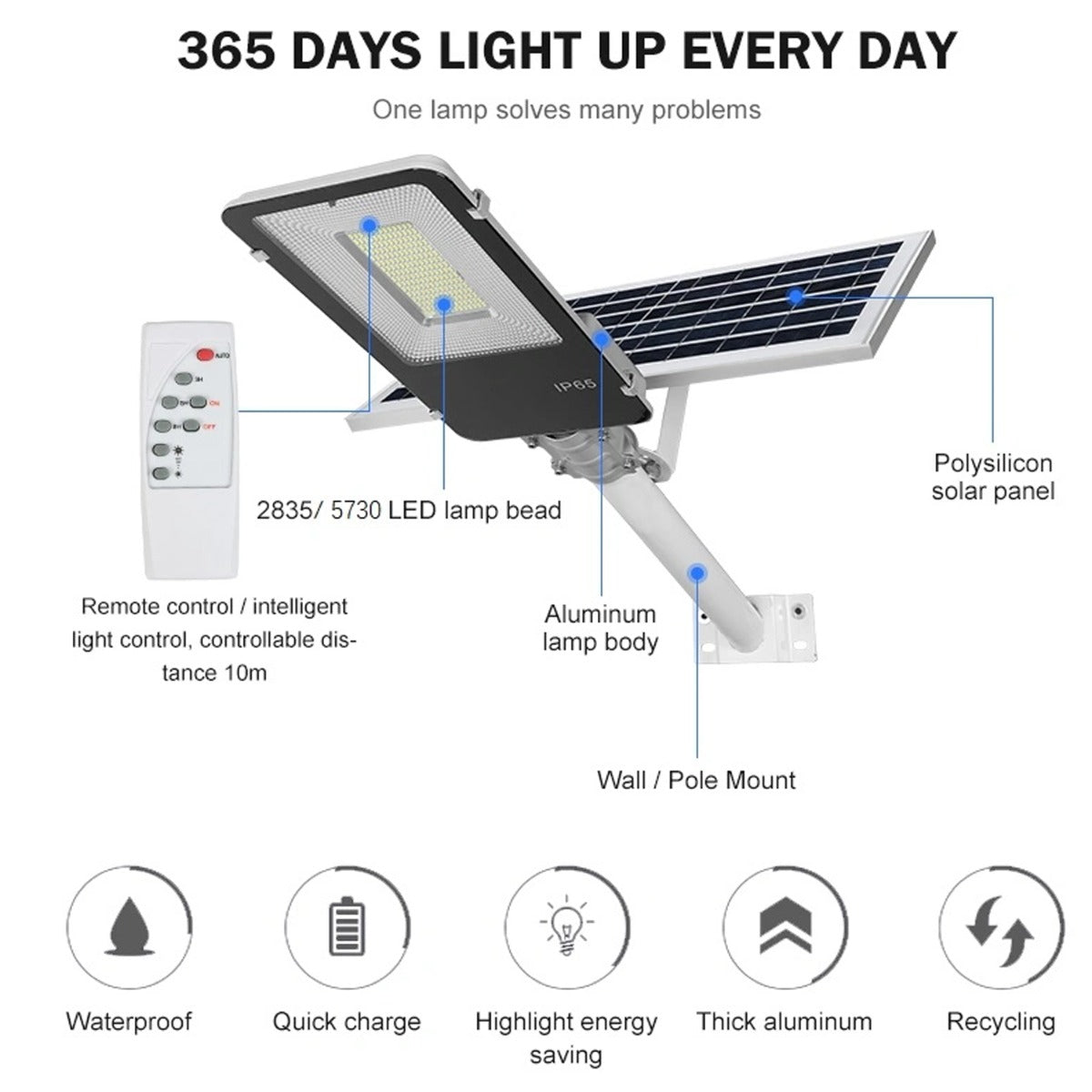 Solar Street LED Light W/ Remote 200W