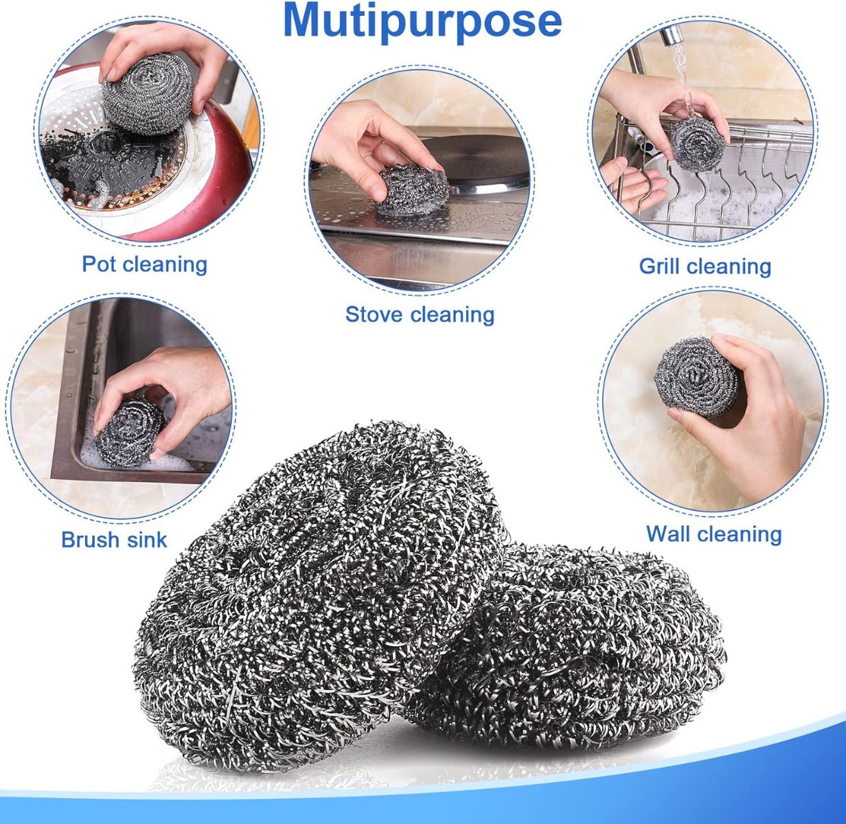 6pcs Stainless Steel Sponges