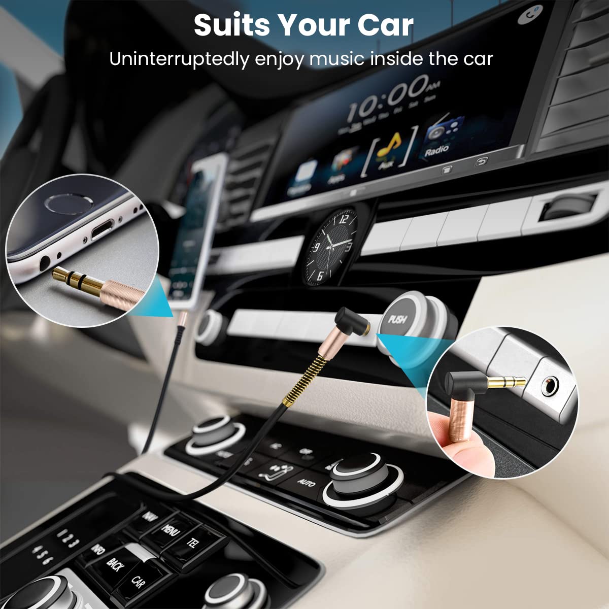 3.5mm AUX Cable Car Audio Stereo Headphone Jack Cord