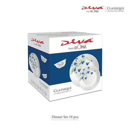 La Opal Glass, Classique Collection, Glass Dinner Set 21 pcs-MISTY DROPS