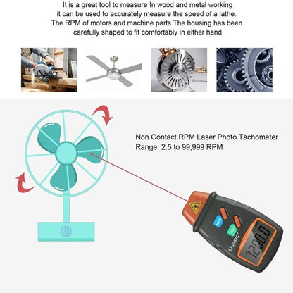 Non-Contact Digital Laser Photo Tachometer RPM Meter