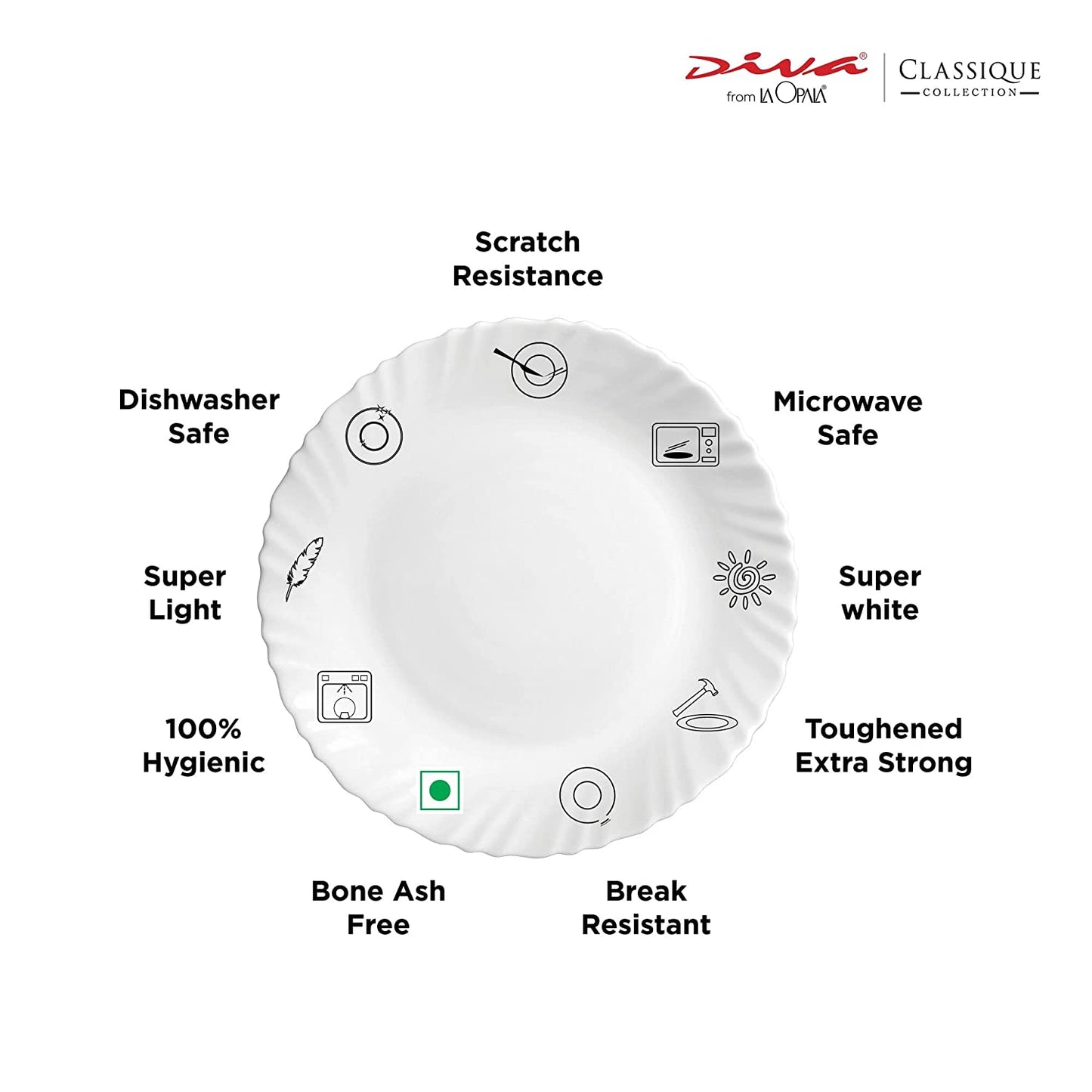 La Opal Glass, Classique Collection, Glass Dinner Set 21 pcs-MISTY DROPS