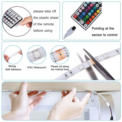 32.8 Feet 5050 RGB LED Strip Light With Adapter