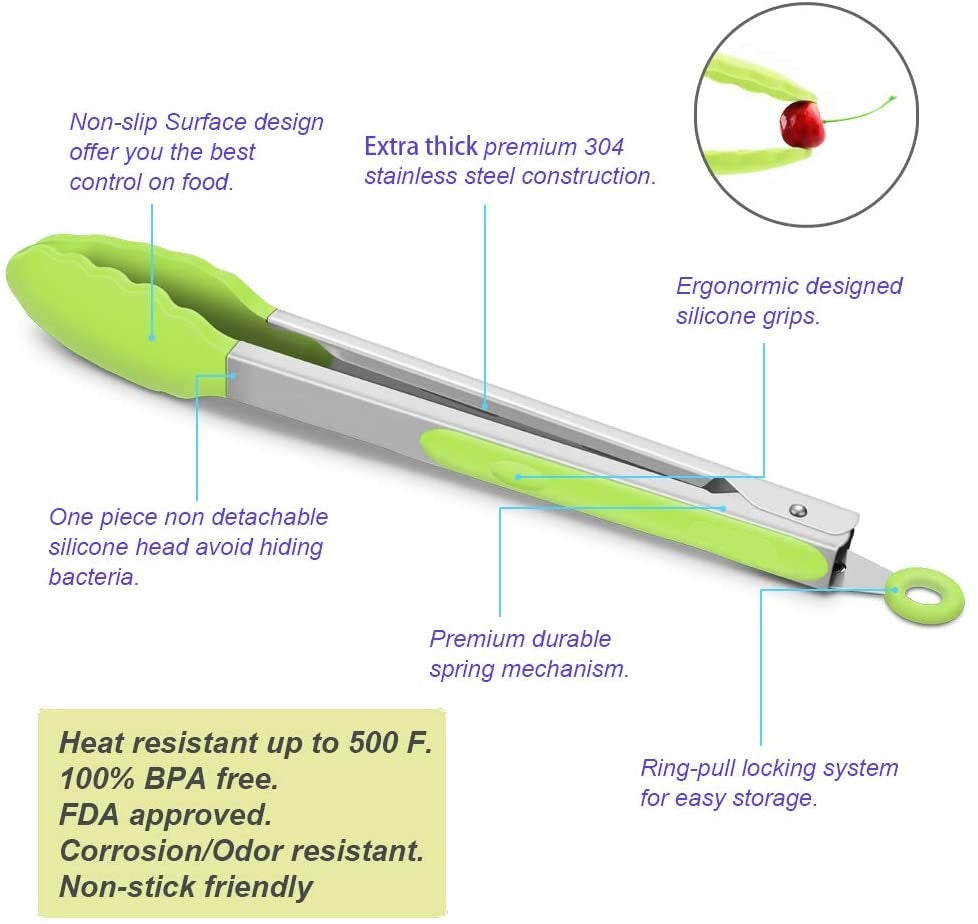 Utility Tongs 9"Green