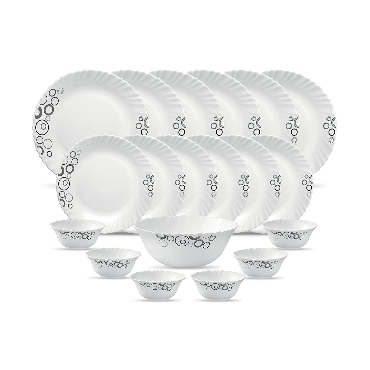 La Opal Glass, Classique Collection, Glass Dinner Set 21 pcs-MISTY DROPS