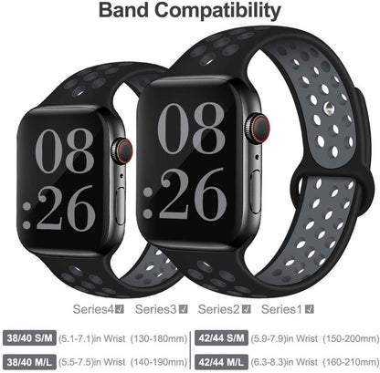 Smart Watch Silicon Band 38 MM / 42 MM-Black &amp;amp; Grey-38mm