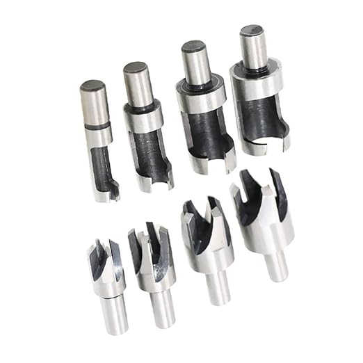 1 Set of 8 Pieces Wood Plug Cutter Straight/Tapered Claw Type Drill Bit Sets