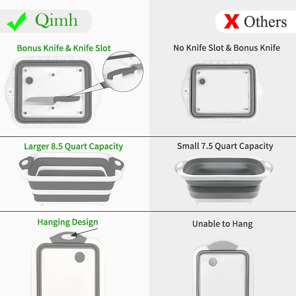 Collapsible Cutting Board with Colander