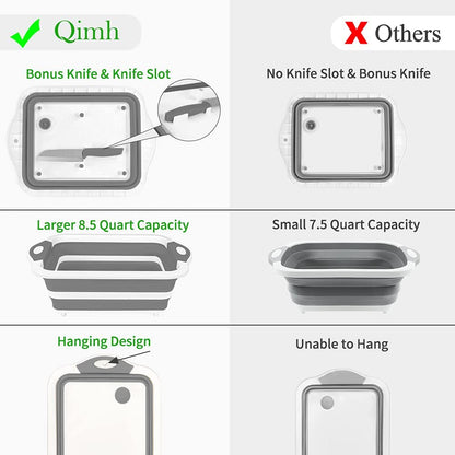 Collapsible Cutting Board with Colander