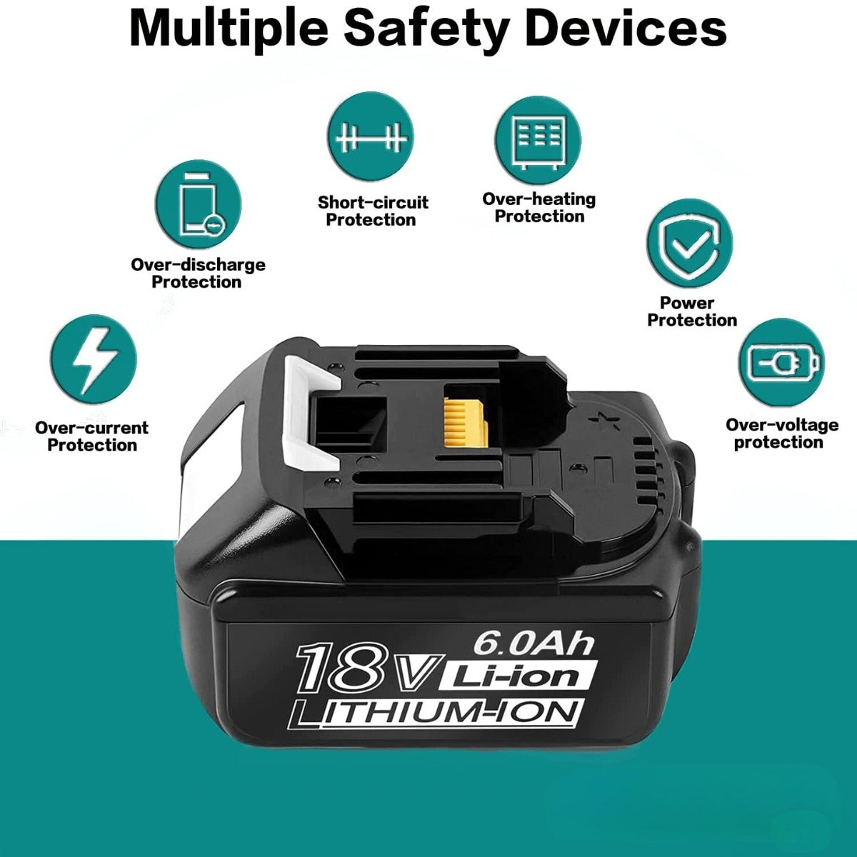 18V 6.0Ah Replacement Battery for Cordless Power Tools