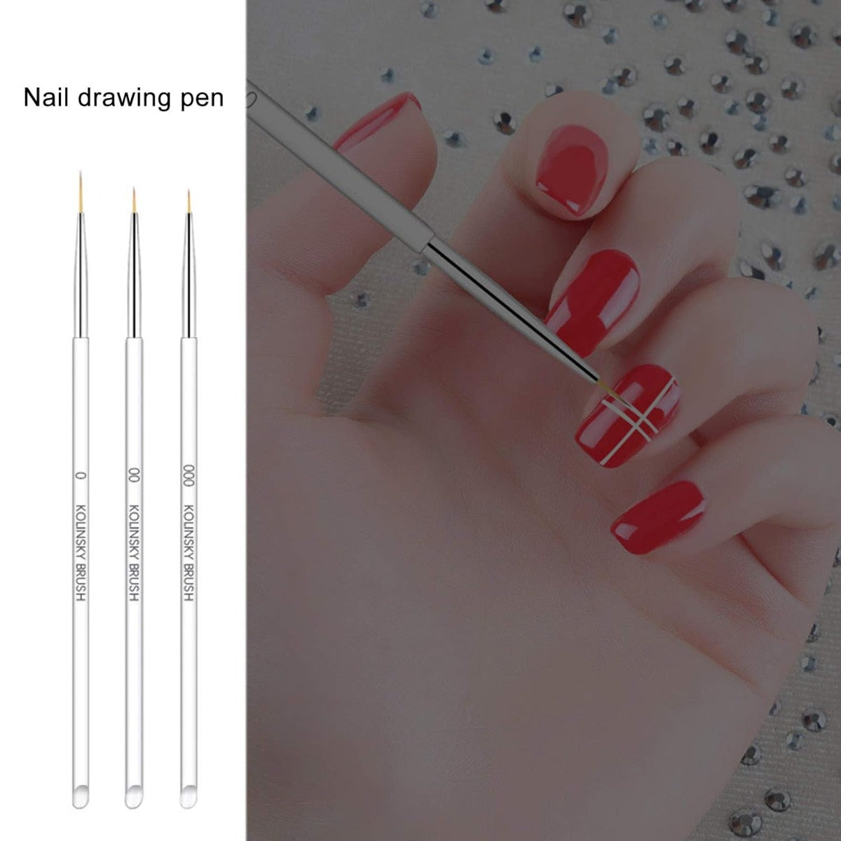 3Pcs/opp Nail Art Brushes, Thin Liner Brush